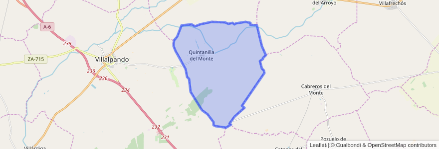 Mapa de ubicacion de Quintanilla del Monte.