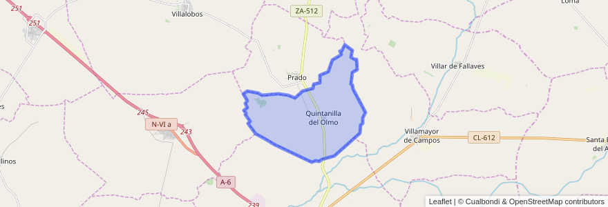 Mapa de ubicacion de Quintanilla del Olmo.