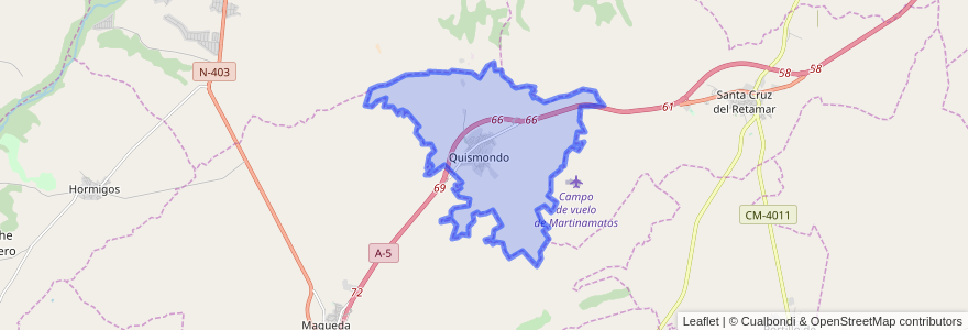 Mapa de ubicacion de Quismondo.