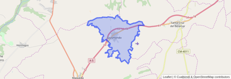 Mapa de ubicacion de Quismondo.