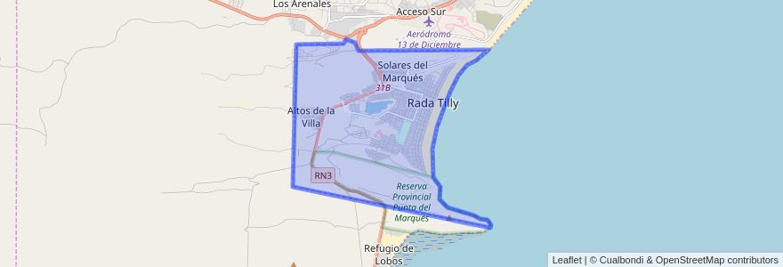 Mapa de ubicacion de Municipio de Rada Tilly.