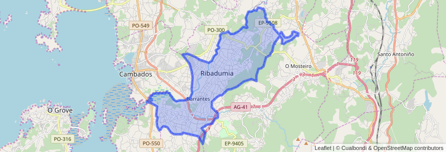 Mapa de ubicacion de Ribadumia.