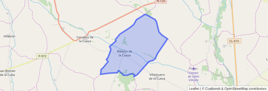 Mapa de ubicacion de Riberos de la Cueza.