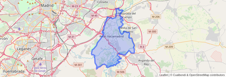 Mapa de ubicacion de Rivas-Vaciamadrid.