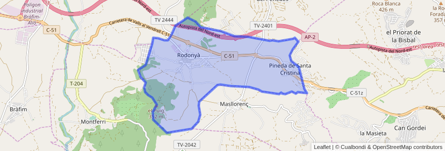 Mapa de ubicacion de Rodonyà.