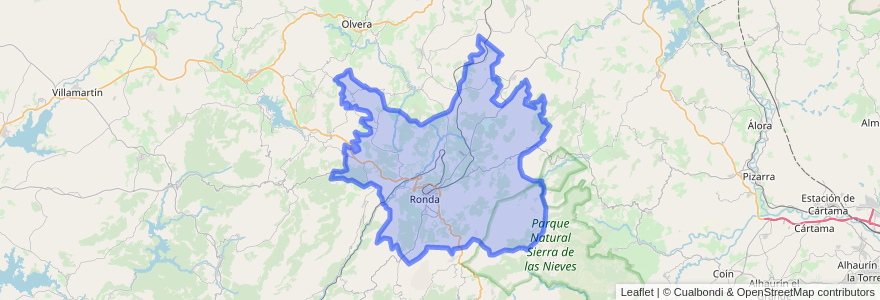 Mapa de ubicacion de Ronda.