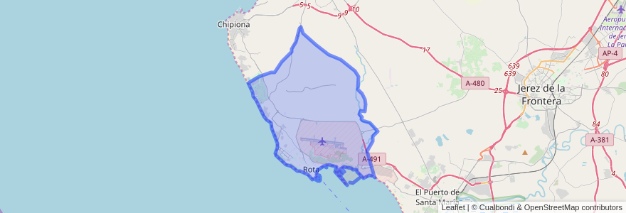 Mapa de ubicacion de Rota.