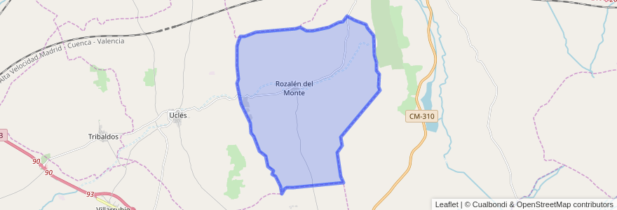 Mapa de ubicacion de Rozalén del Monte.