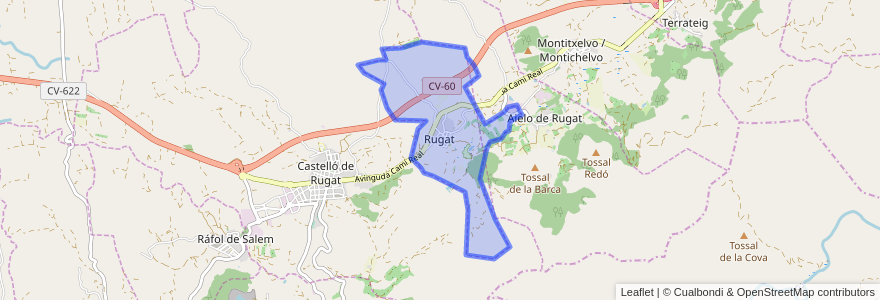 Mapa de ubicacion de Rugat.