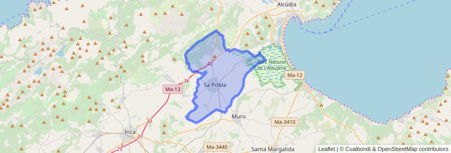 Mapa de ubicacion de sa Pobla.