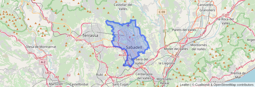 Mapa de ubicacion de Sabadell.