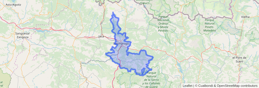 Mapa de ubicacion de Sabiñánigo.