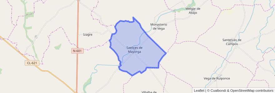 Mapa de ubicacion de Saelices de Mayorga.