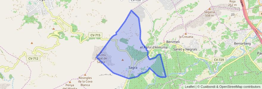 Mapa de ubicacion de Sagra.