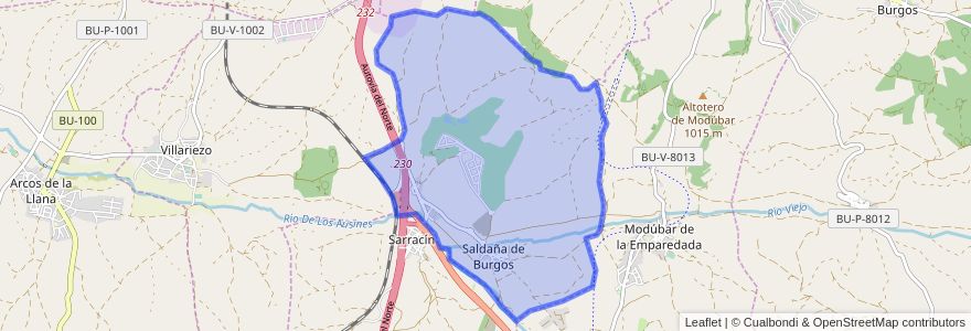 Mapa de ubicacion de Saldaña de Burgos.