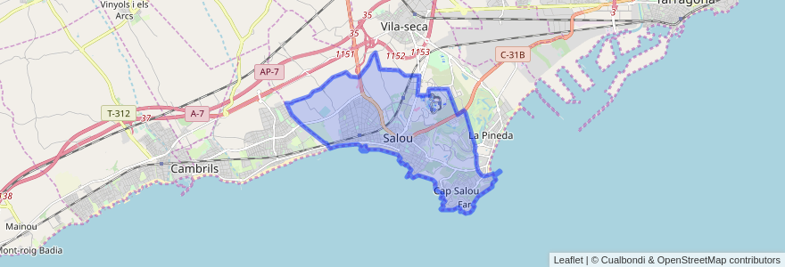 Mapa de ubicacion de Salou.