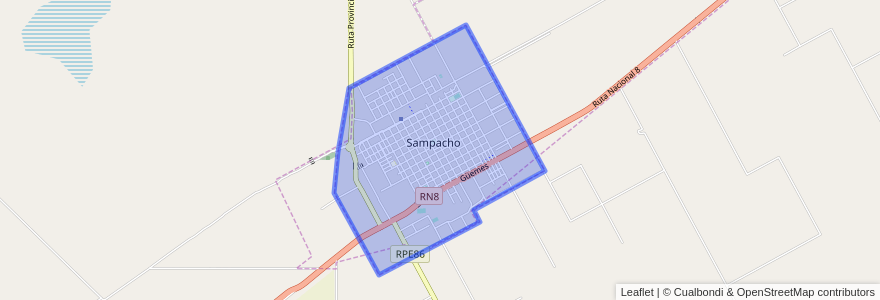 Mapa de ubicacion de Sampacho.