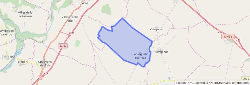 Mapa de ubicacion de San Agustín del Pozo.