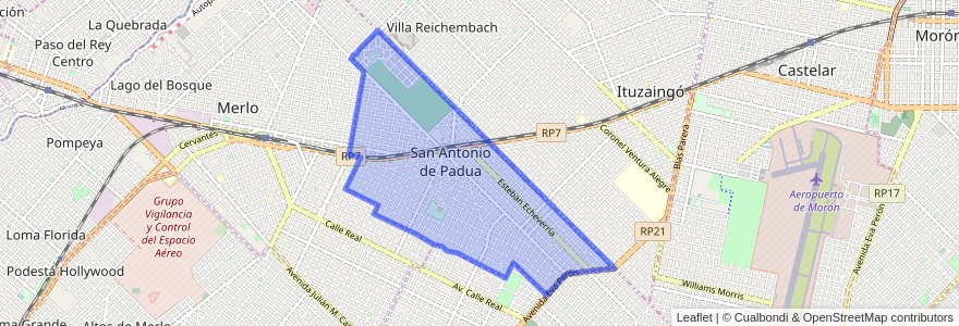 Mapa de ubicacion de San Antonio de Padua.