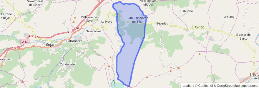 Mapa de ubicacion de San Bartolomé de Béjar.