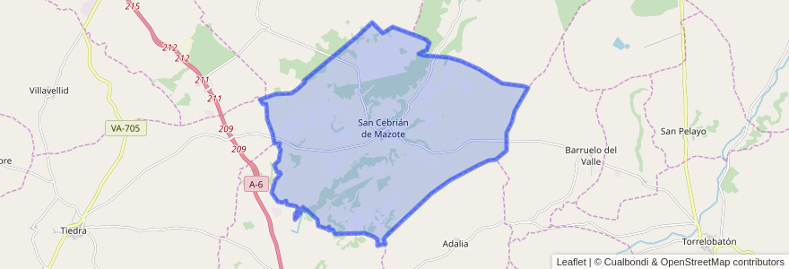 Mapa de ubicacion de San Cebrián de Mazote.