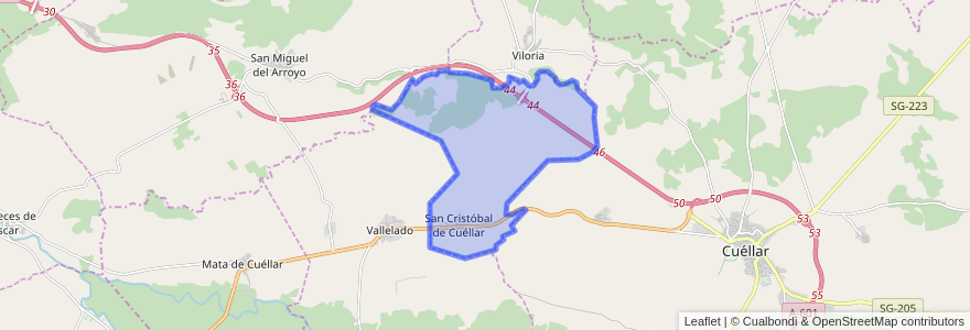 Mapa de ubicacion de San Cristóbal de Cuéllar.