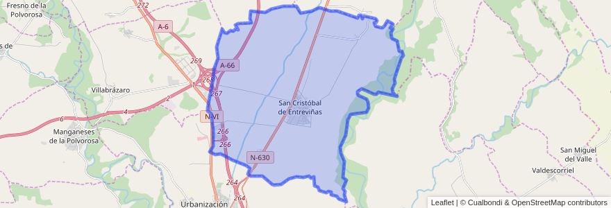 Mapa de ubicacion de San Cristóbal de Entreviñas.