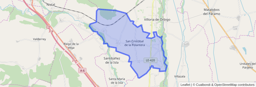 Mapa de ubicacion de San Cristóbal de la Polantera.