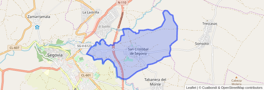 Mapa de ubicacion de San Cristóbal de Segovia.