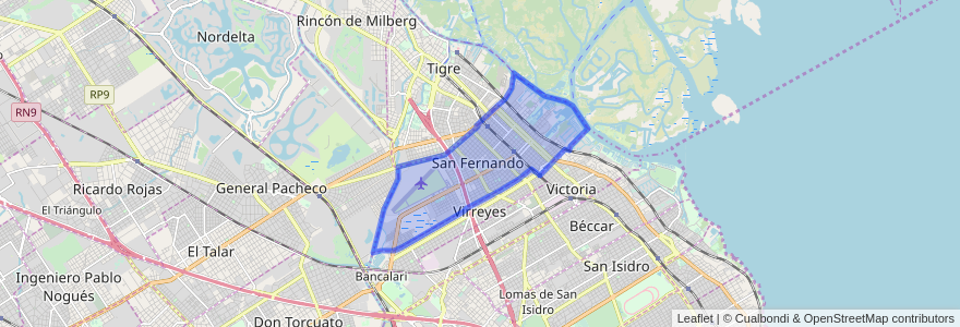 Mapa de ubicacion de San Fernando.