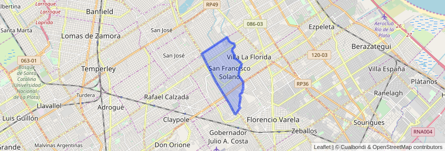 Mapa de ubicacion de San Francisco Solano.