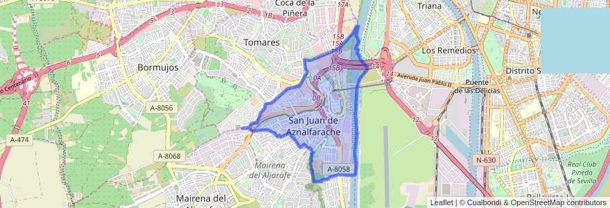 Mapa de ubicacion de San Juan de Aznalfarache.