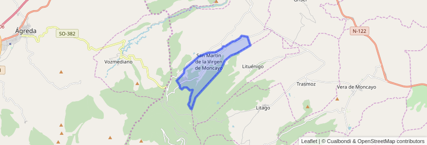 Mapa de ubicacion de San Martín de la Virgen de Moncayo.