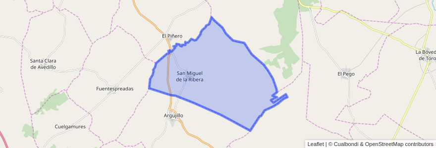 Mapa de ubicacion de San Miguel de la Ribera.