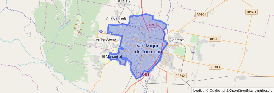 Mapa de ubicacion de San Miguel de Tucumán.