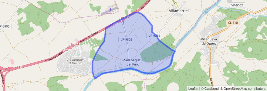 Mapa de ubicacion de San Miguel del Pino.