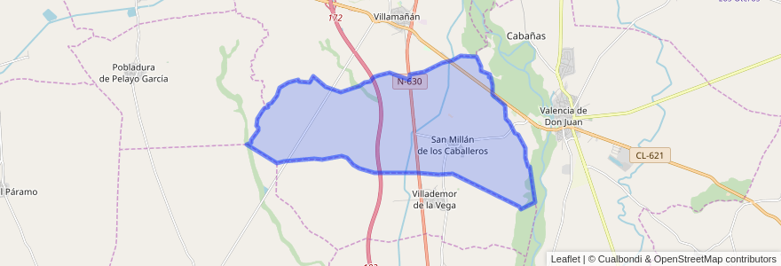 Mapa de ubicacion de San Millán de los Caballeros.