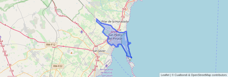 Mapa de ubicacion de San Pedro del Pinatar.