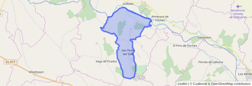 Mapa de ubicacion de San Pedro del Valle.