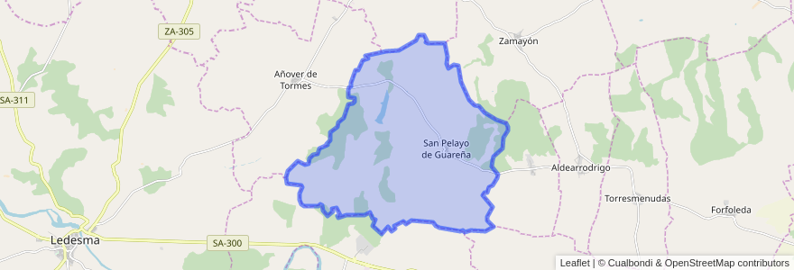 Mapa de ubicacion de San Pelayo de Guareña.