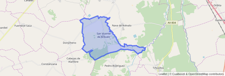 Mapa de ubicacion de San Vicente de Arévalo.