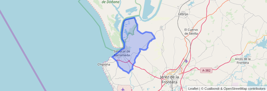 Mapa de ubicacion de Sanlúcar de Barrameda.