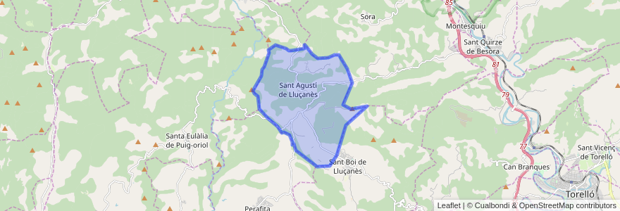 Mapa de ubicacion de Sant Agustí de Lluçanès.