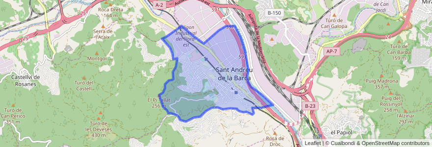 Mapa de ubicacion de Sant Andreu de la Barca.