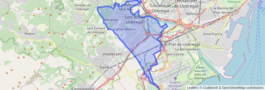 Mapa de ubicacion de Sant Boi de Llobregat.