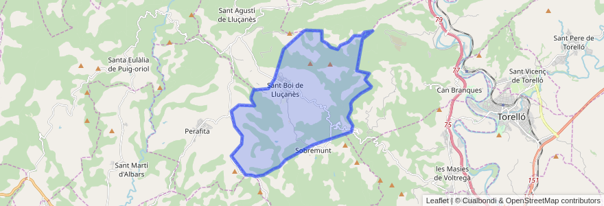 Mapa de ubicacion de Sant Boi de Lluçanès.