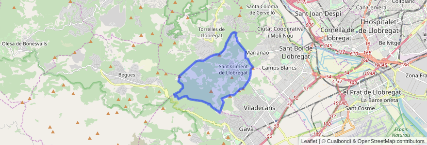 Mapa de ubicacion de Sant Climent de Llobregat.