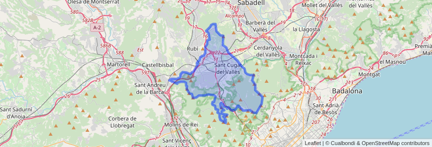 Mapa de ubicacion de Sant Cugat del Vallès.