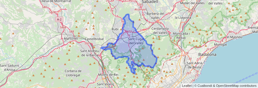 Mapa de ubicacion de Sant Cugat del Vallès.