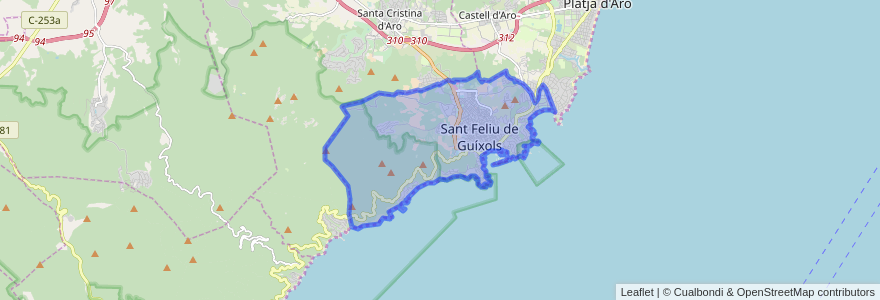 Mapa de ubicacion de Sant Feliu de Guíxols.